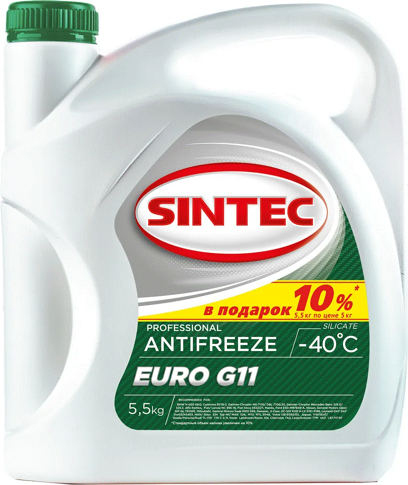 SINTEC Антифриз EURO G-11 зеленый 5.5 кг 