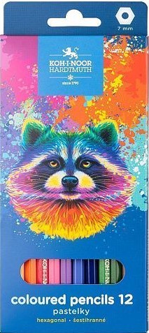 Набор цветных карандашей Koh-I-Noor RACOON 12 цв. шестигран. корп. дерев. карт. уп.