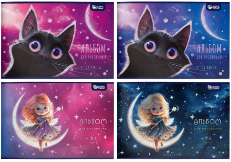 Альбом д/рис. 24 л. А4 скреп. Schoolformat МИР ВОЛШЕБСТВА мел. карт., выб.УФ-лак, глиттер офс.