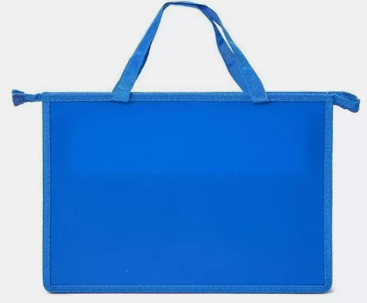 Папка д/труда с 2 ручками А4 широкая Каляка-Маляка 330х260х75 мм синий полиэстер молния сверху д/мал