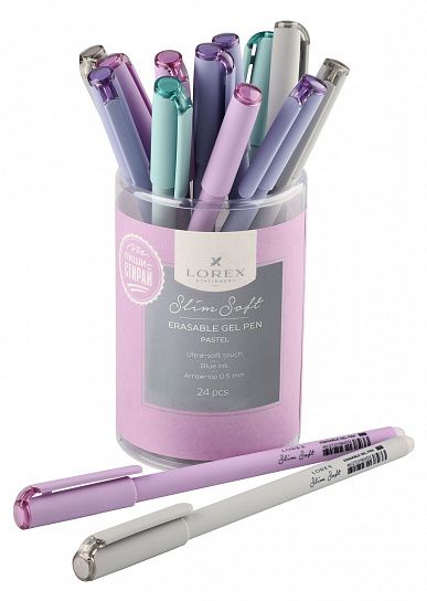 Ручка гелевая стираемая LOREX PASTEL Slim Soft 0,5 мм синий 1 шт ultra-soft touch1/24