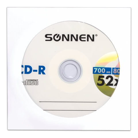 CD-R 700Mb SONNEN, 52x, бум.конверт