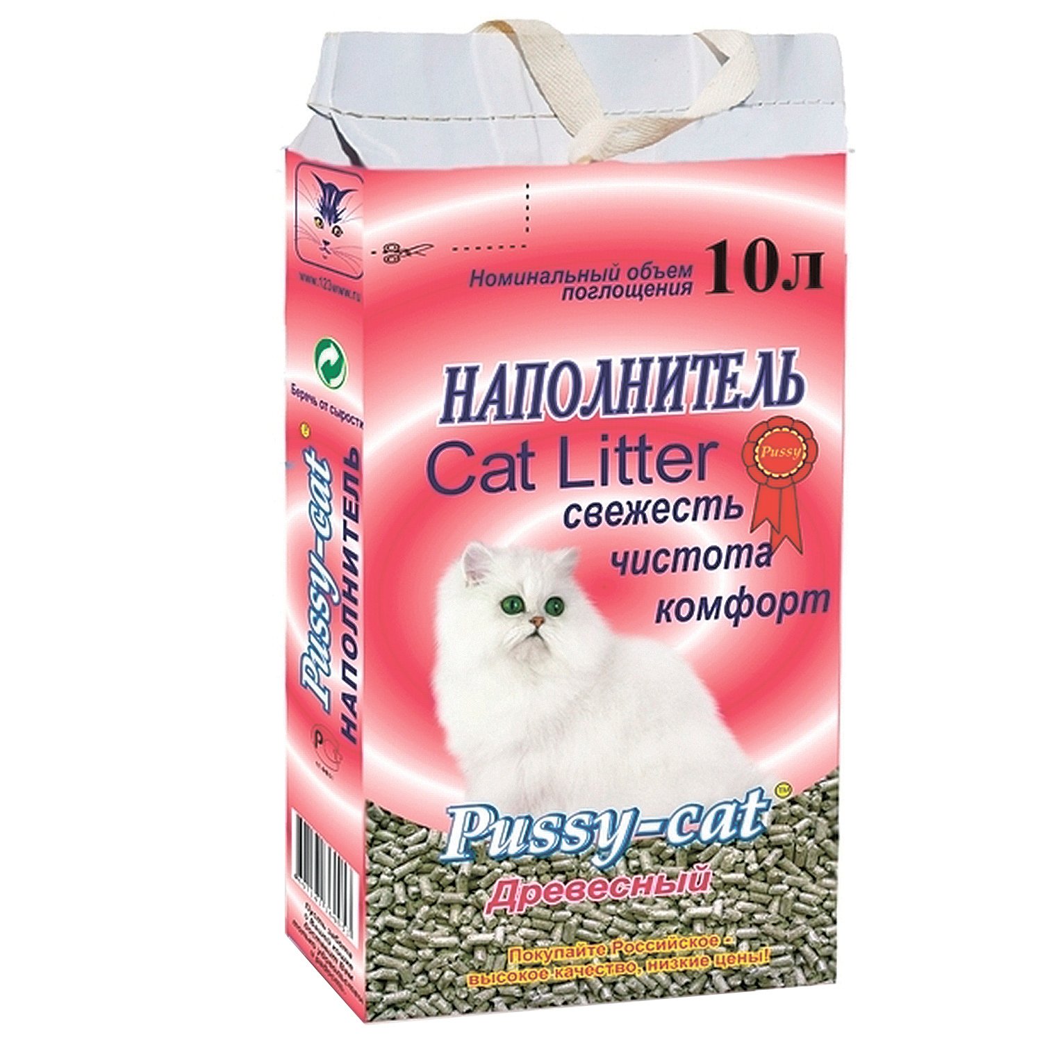 PUSSY-CAT Наполнитель Древесный/красный/10л 