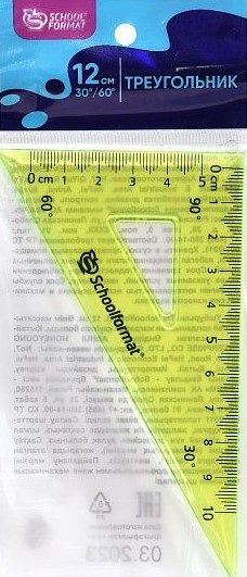 Треугольник Schoolformat 30 гр 12 см пласт. ассорти тониров. с европодвесом 1/120