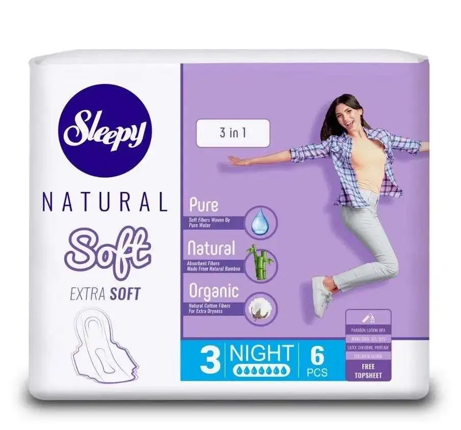 Прокладки классик Sleepy Natural Soft Ночные 6шт